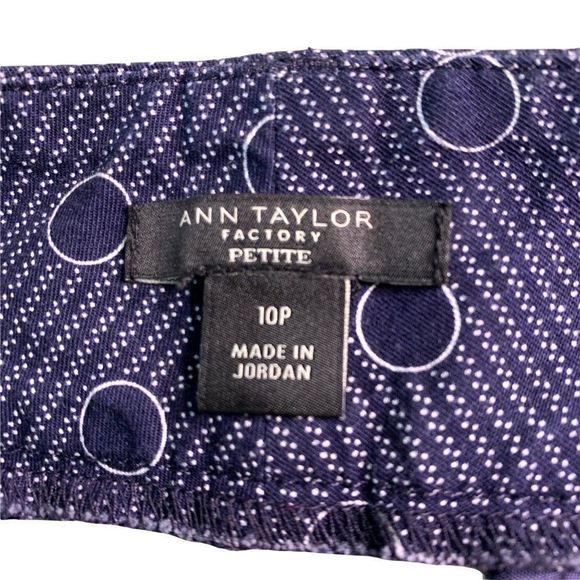 Ann Taylor Capri Pants Dot Navy Size 10P 10 Petite Stretch 0317 wide belt Crop - Picture 8 of 8